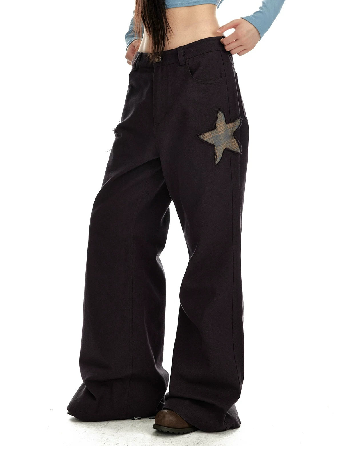Star Patch Wide Leg Pants
