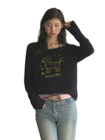 Dachshund Print Off Shoulder Top