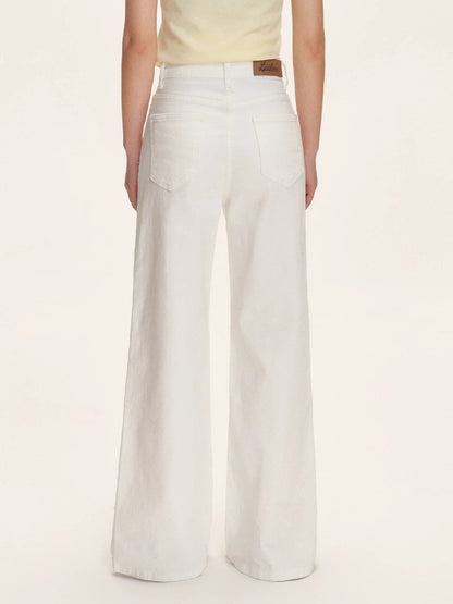 Washed Cotton Wide Leg Jeans