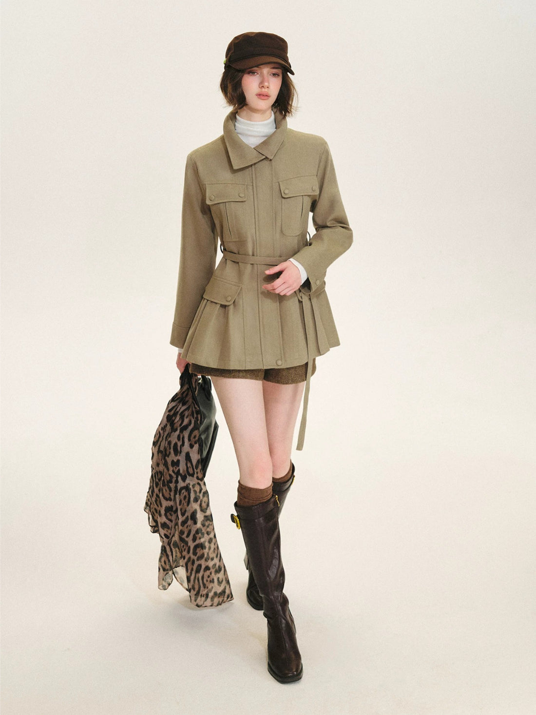 Vintage Belted Utility Pocket Coat