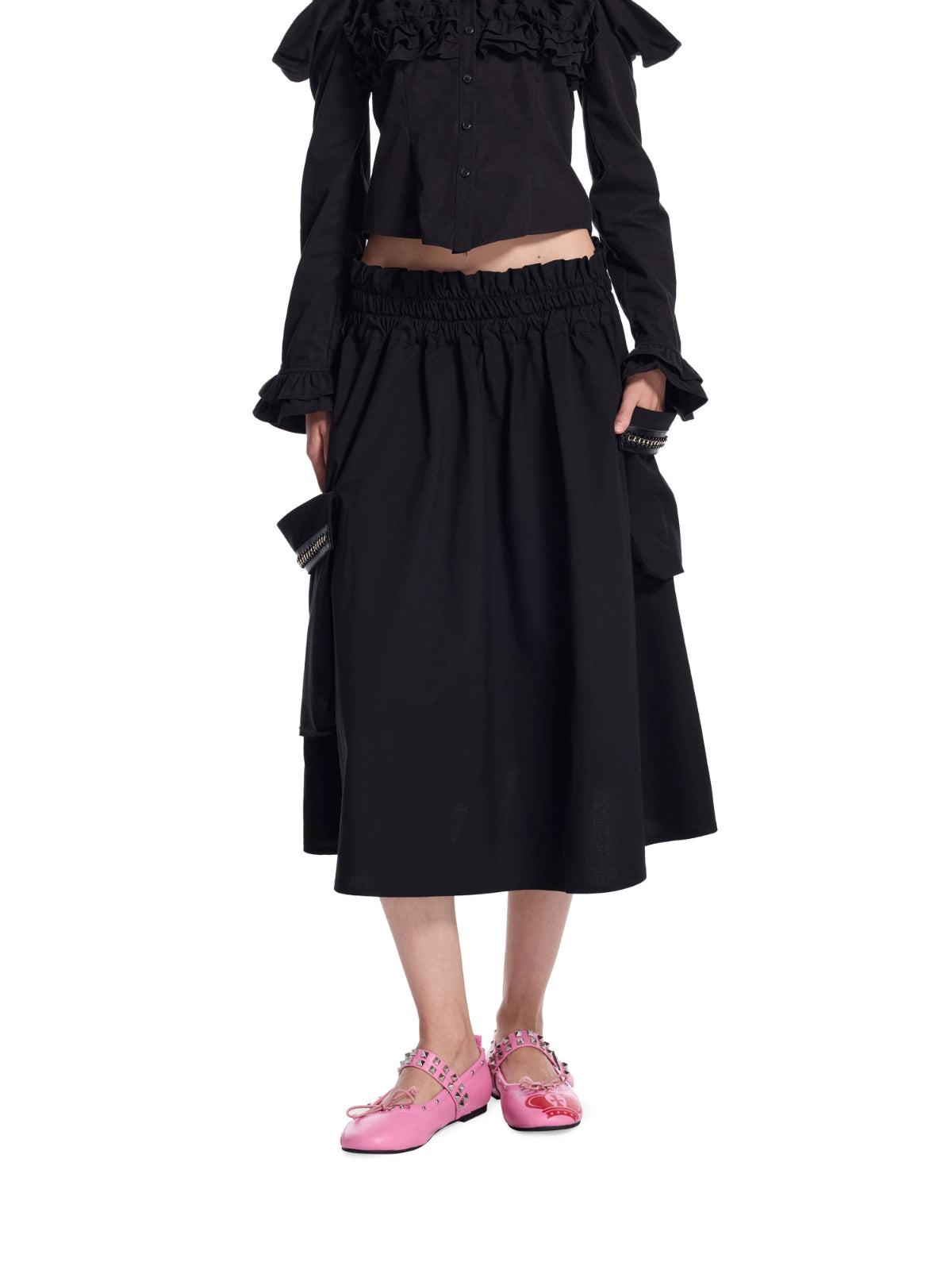 Double Ruffle Waist Cargo Skirt