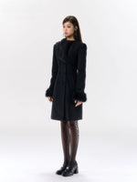 Wool-Blend Scarf-Collar Midlength Waist-Defined Coat