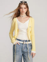 Layered V Neck Tie Knit Top
