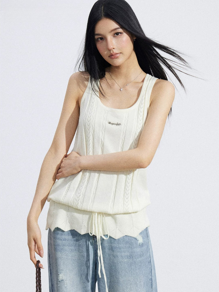 Drawstring Knit Vest
