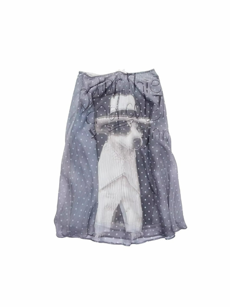 Double-Layer Chiffon Print Skirt