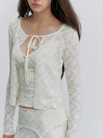 Apricot Lace Cardigan & Skirt Set