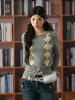 Diamond Pattern Cropped Knit Top