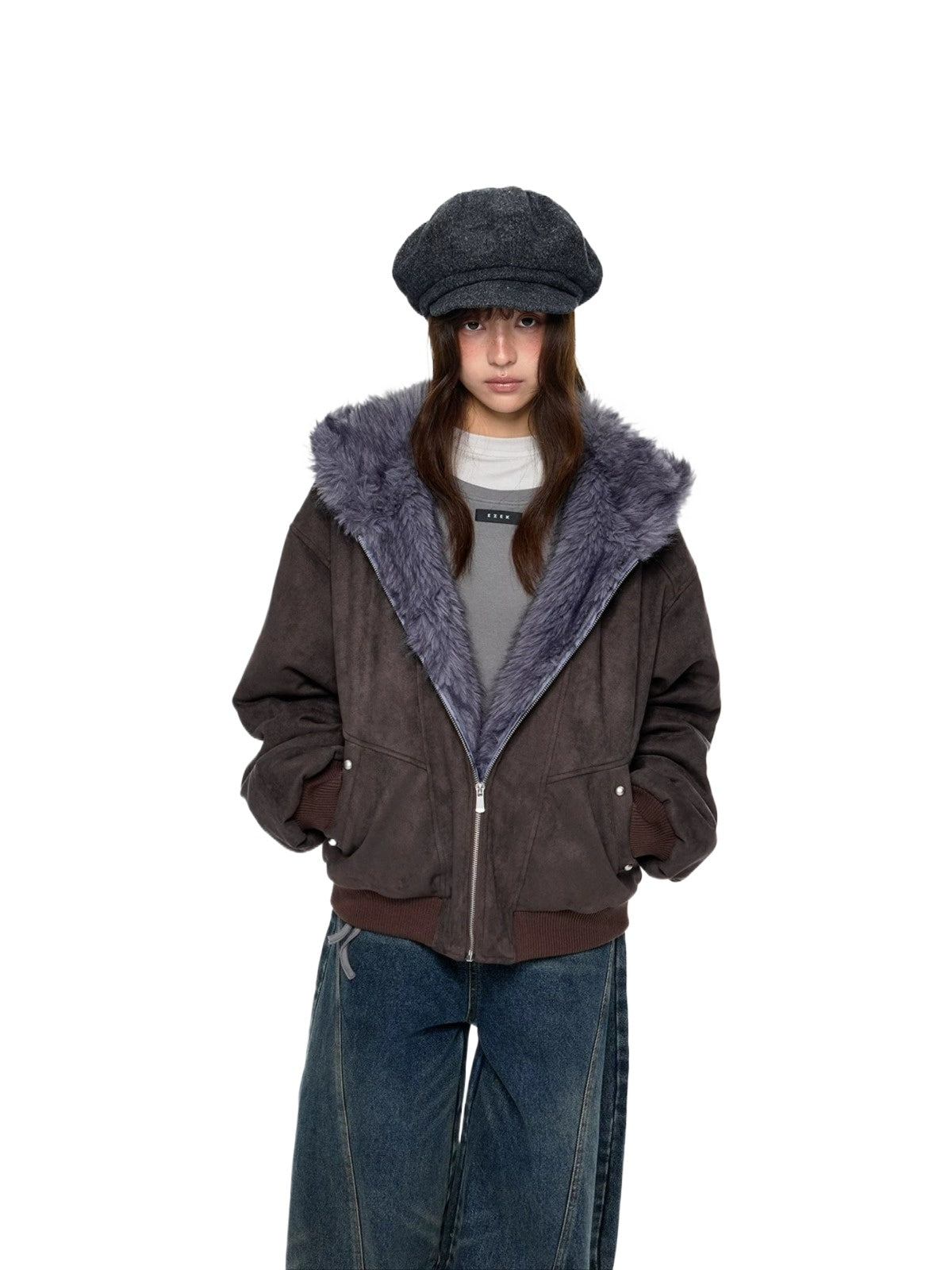 Faux Suede Cat Ear Jacket