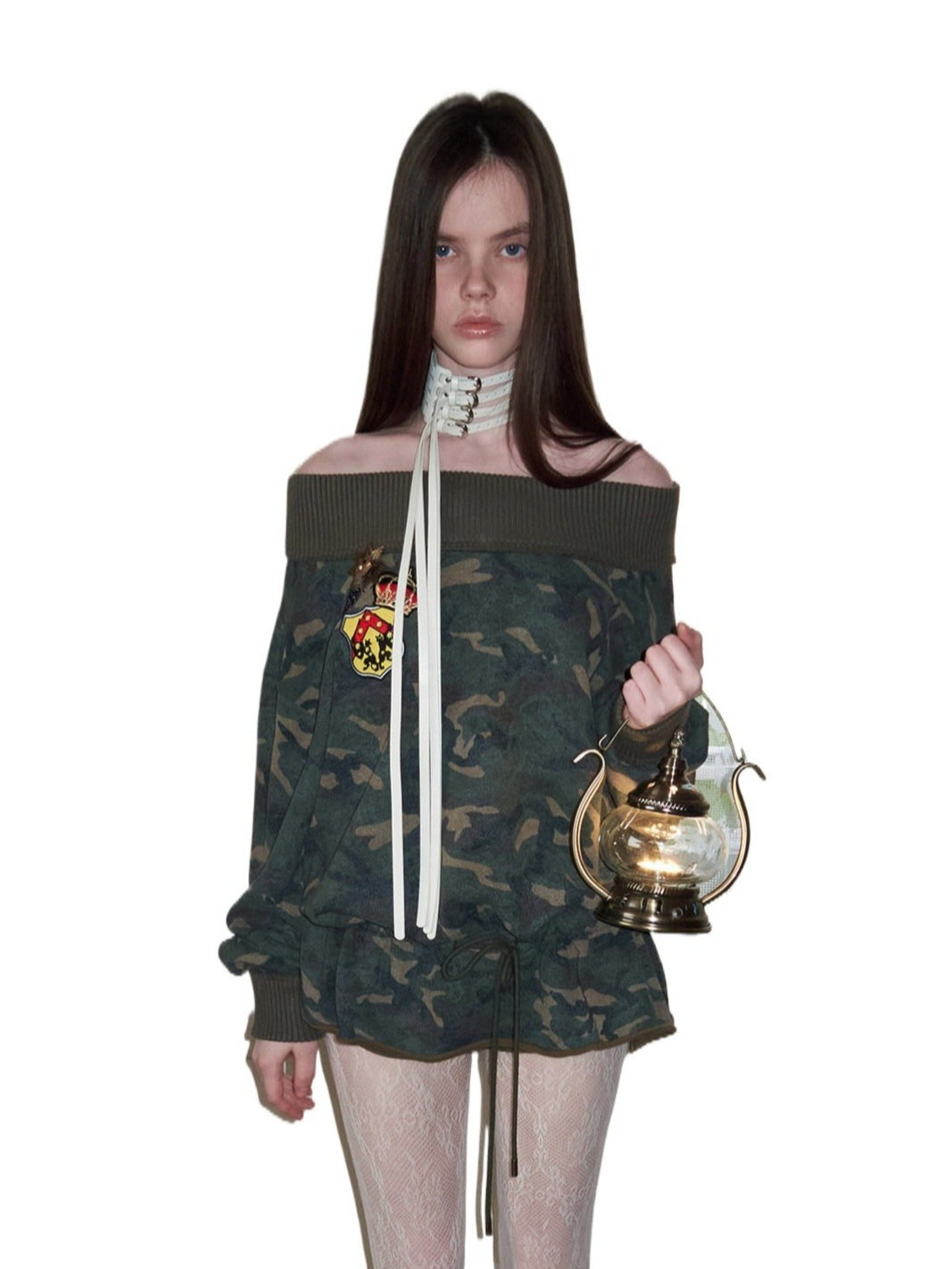 Camo Off Shoulder Sweatshirt