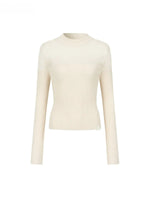Sheer Mesh Mock Neck Fitted Knit Top