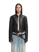 Black Retro Matte Leather Jacket