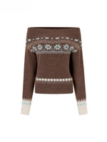 Fair Isle Color-Blocked Wool Blend Knit Top