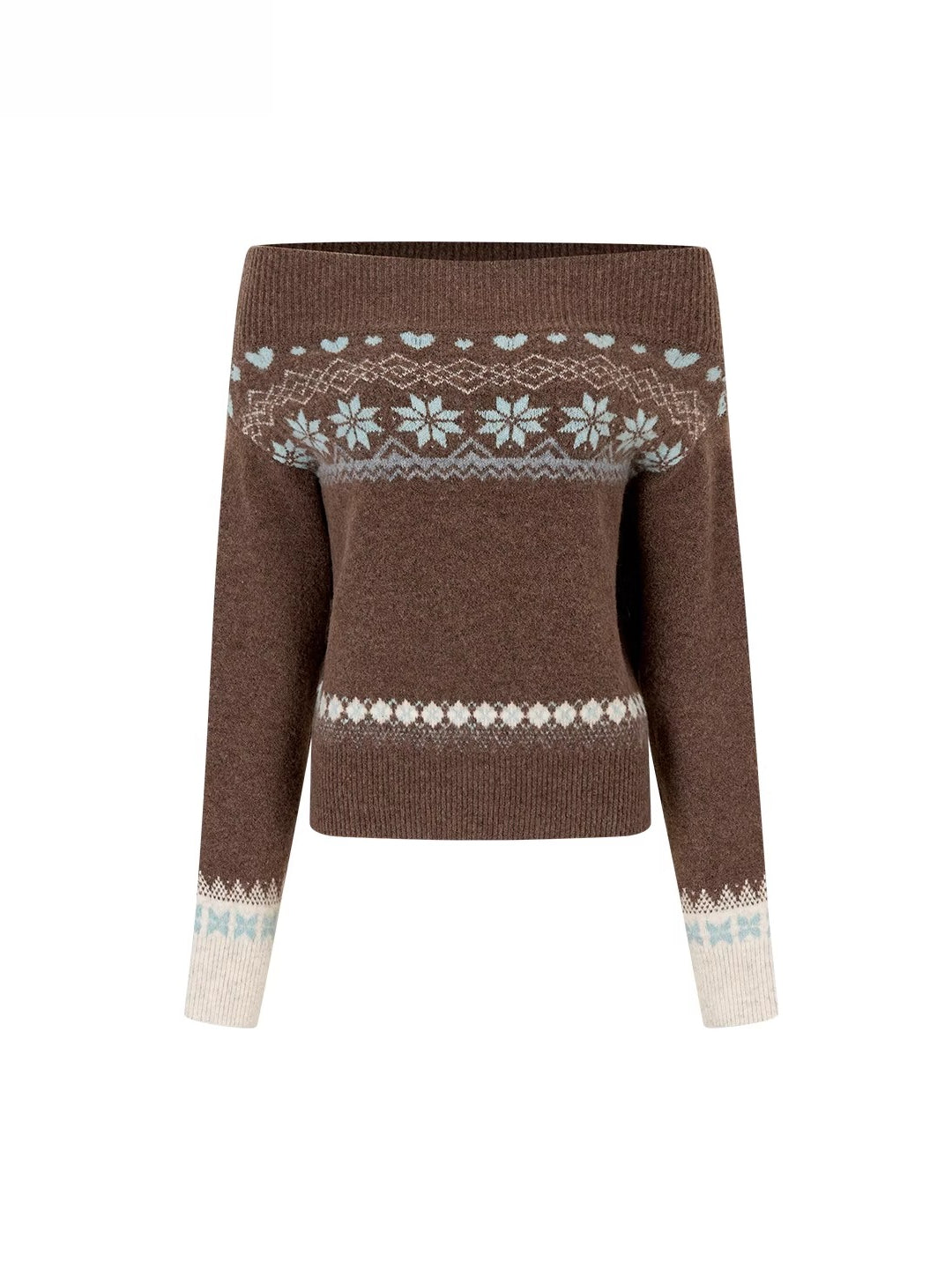 Fair Isle Color-Blocked Wool Blend Knit Top