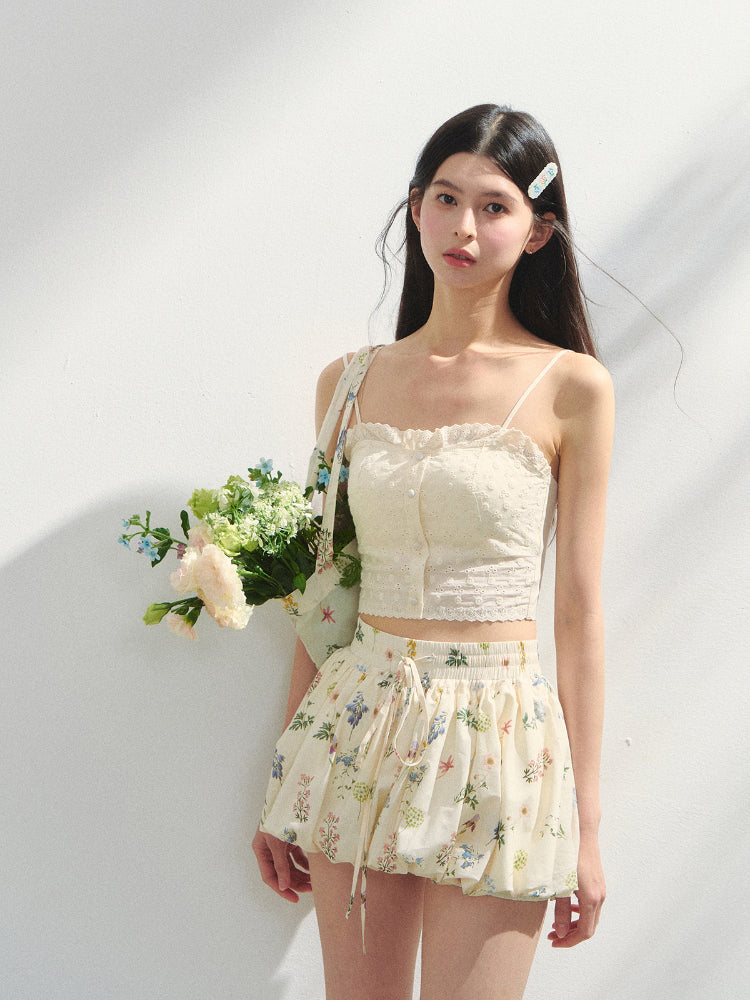 Color-Blocked Lyocell Bubble Skirt