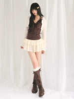 Ruffle Trim Knit Cardigan & Camisole Set