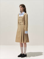 Vintage Mock-Layer Trench Dress
