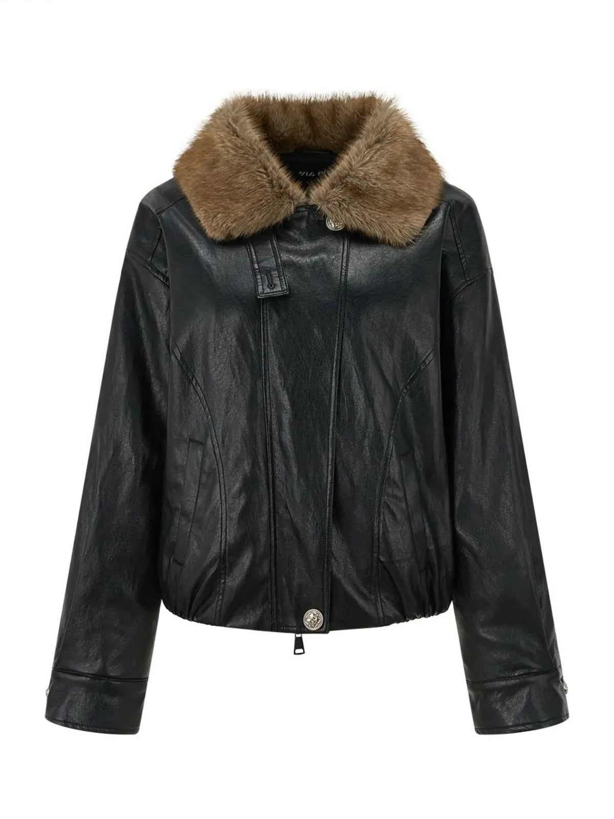 Vintage Leopard Collar PU Jacket