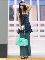 Navy Blue Polka Dot Halter Dress
