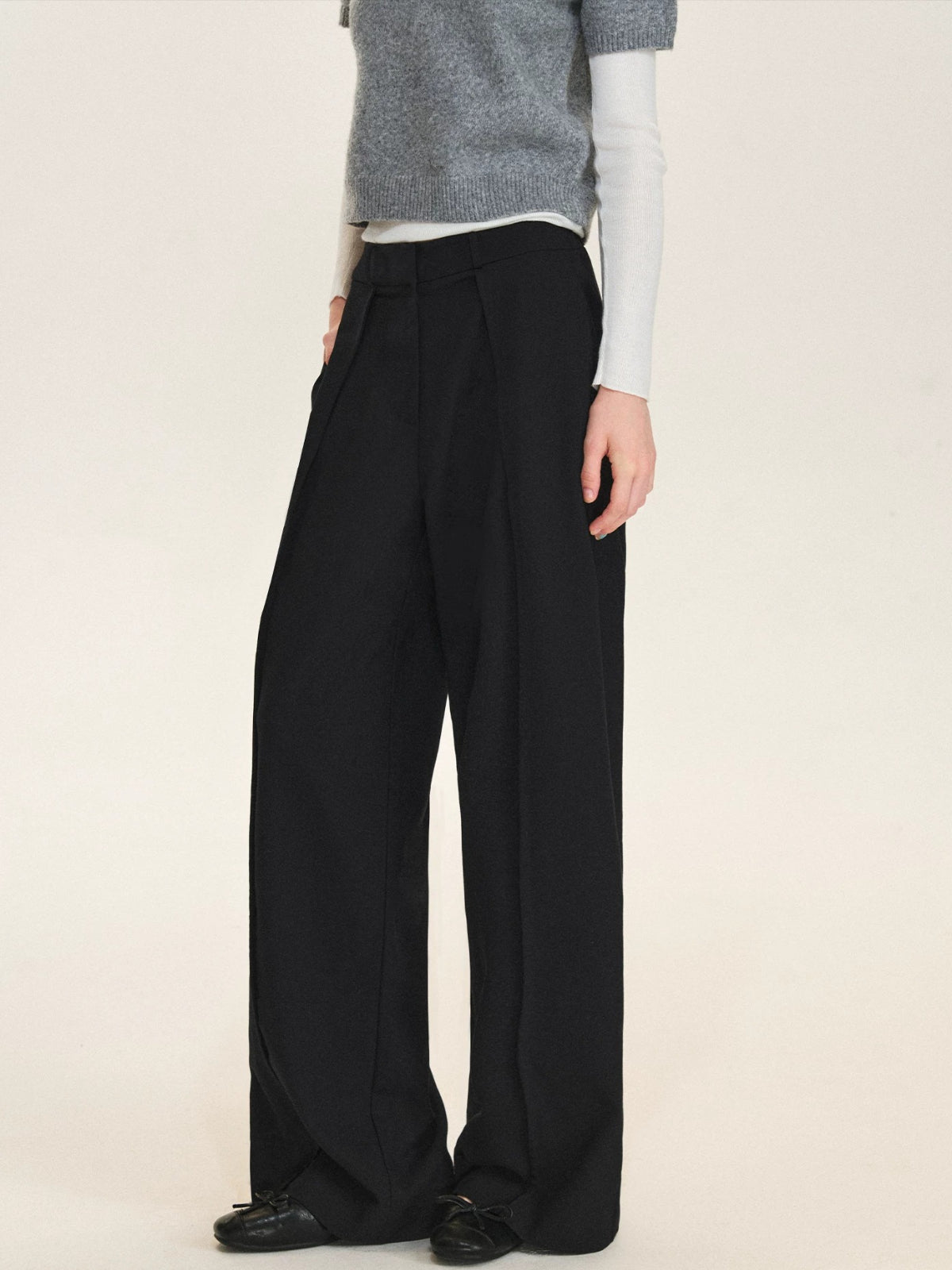 Detachable Overlay Wide Leg Pants