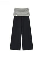 Contrast Striped Waist Wide-Leg Pants