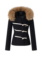 Black & Oatmeal Wool Toggle Coat