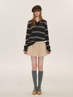 Vintage Striped Wool Polo Sweater