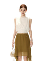 Lace Collar Chiffon Top