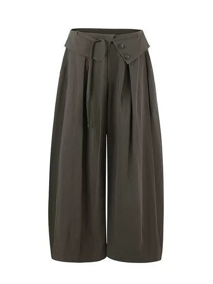Lyocell Cotton Wide-Leg Casual Pants