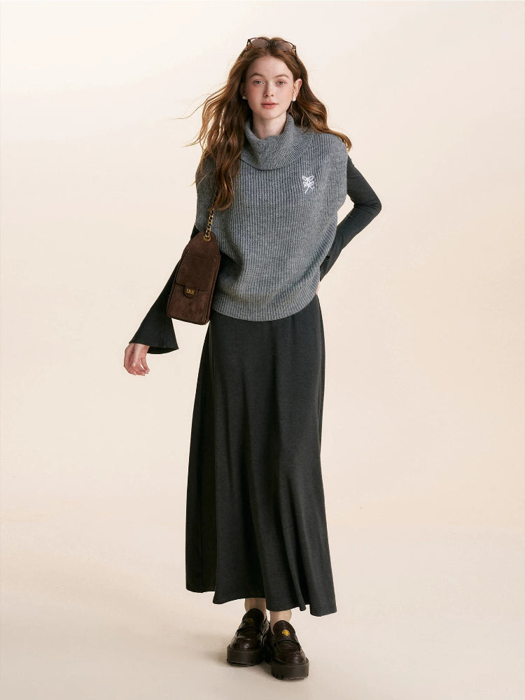 Cream &amp; Gray Wool Knit Vest