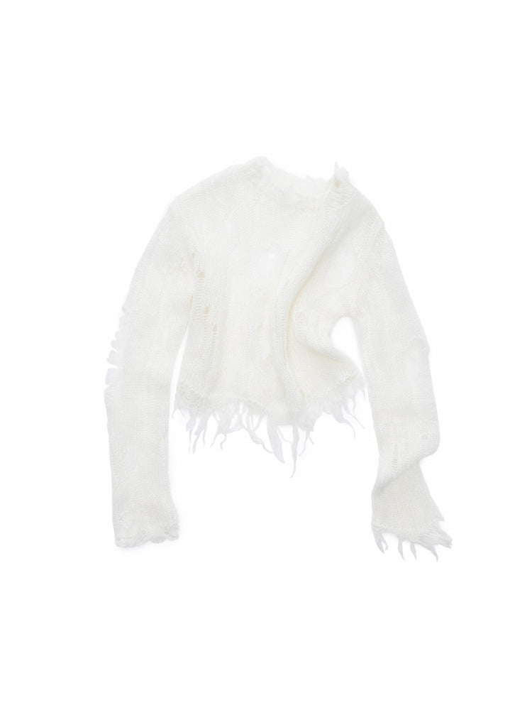 Mohair Distressed Cutout Sweater