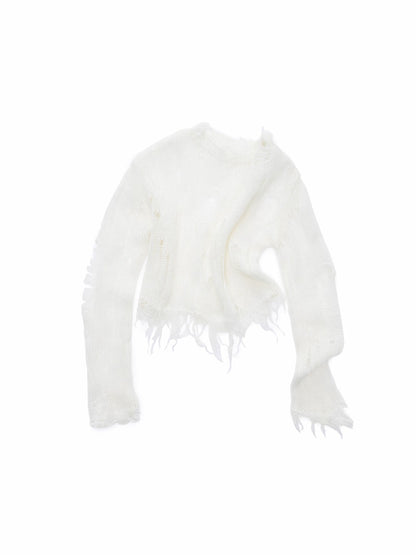 Mohair Distressed Cutout Sweater