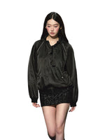 Neckline Tie Striped Sun-Protective Jacket & Skirt Set