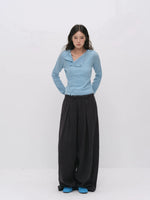 Pleated Wide Leg Wool Pants