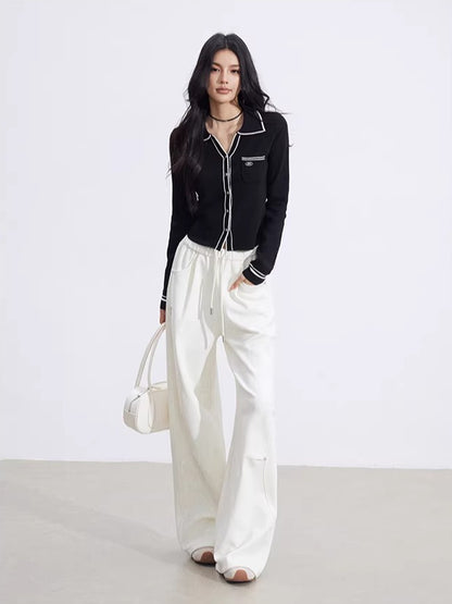 Contrast Polo Knit Top