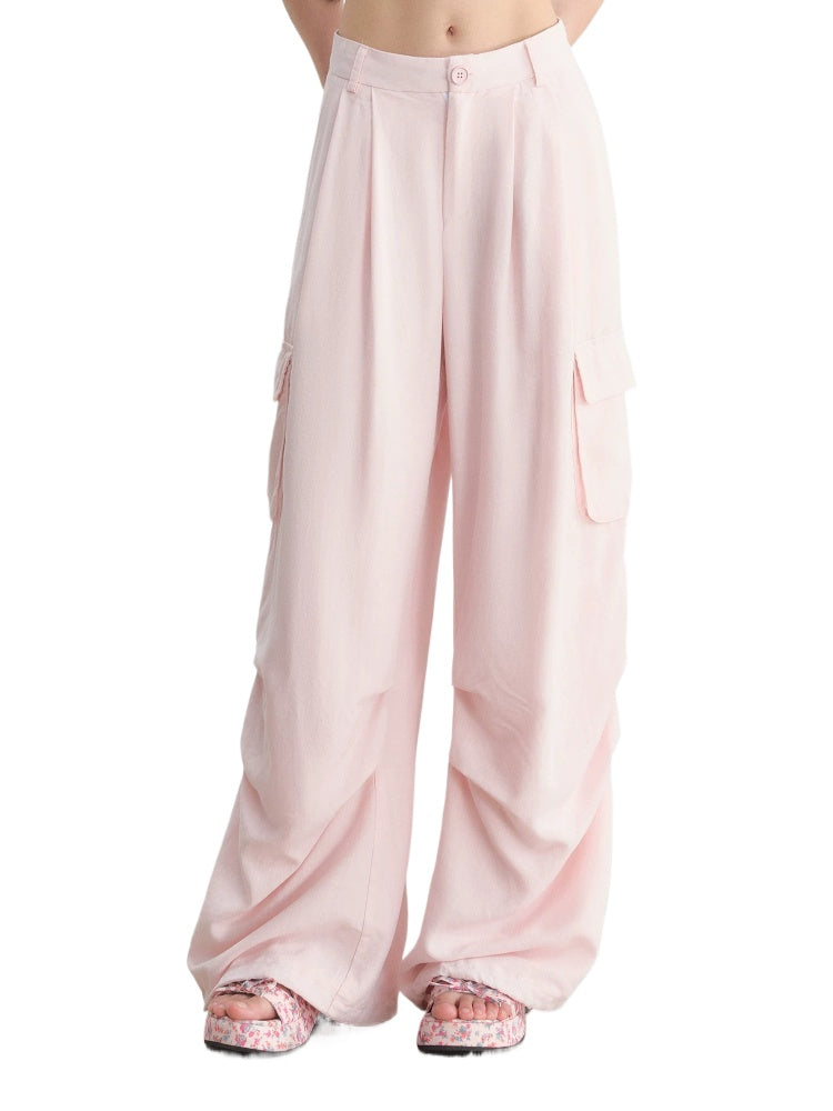 Pink Utility Wide-Leg Pants