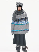 Contrast Stand Collar Knit Cardigan