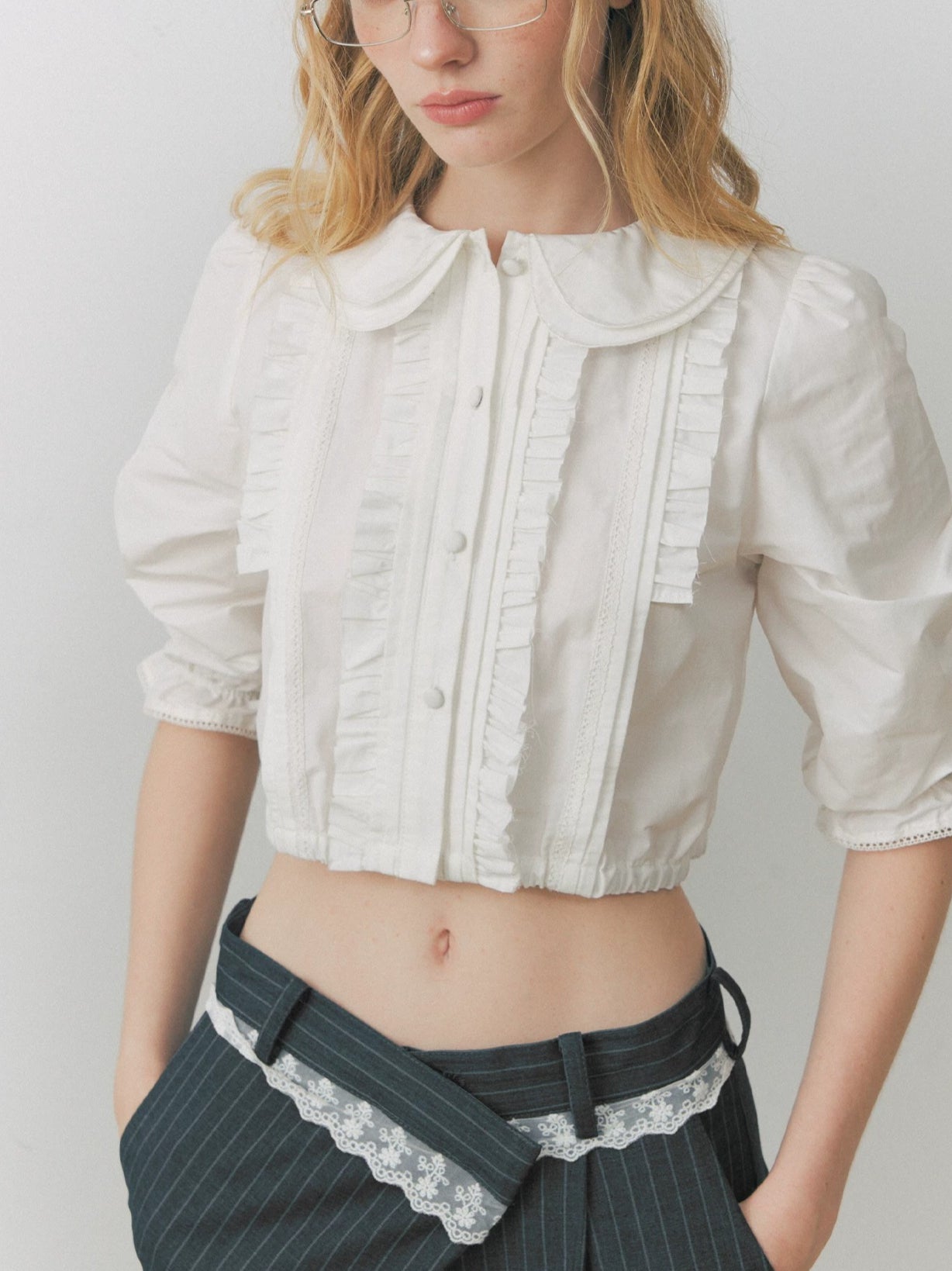 Double Collar Lace Blouse