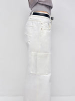 White Cotton Low Waist Wide Leg Jeans