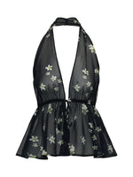Floral Halter Tie Cami Cardigan Set