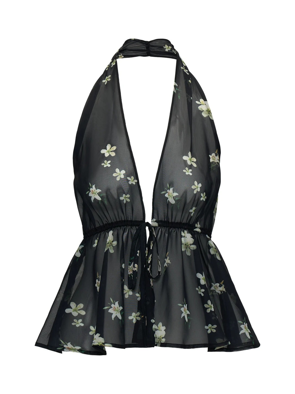 Floral Halter Tie Cami Cardigan Set
