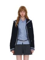 Contrast Sailor Collar Cable Cardigan