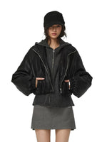 Nocturne Leather Knit Hoodie Coat