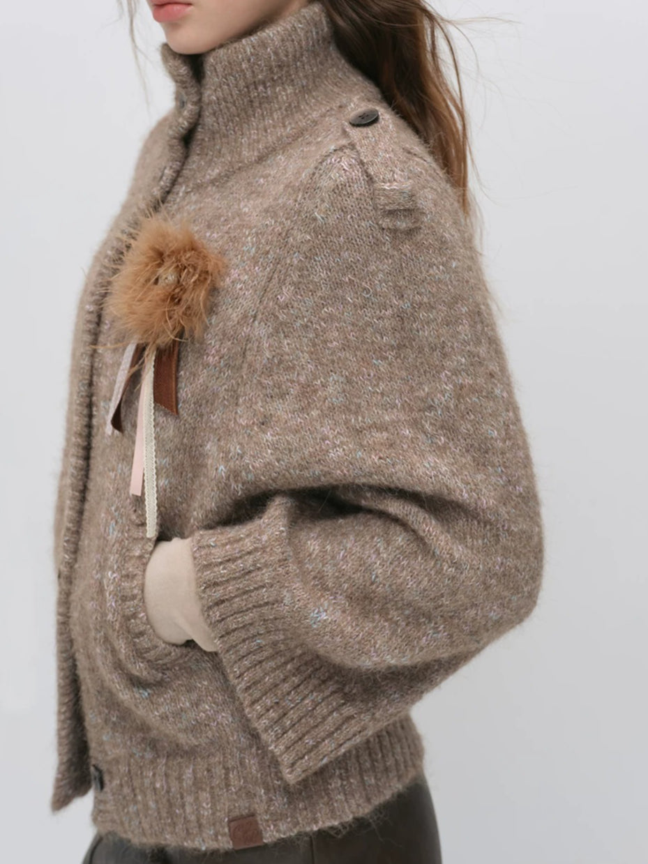 Vintage Mandarin-Collar Cardigan