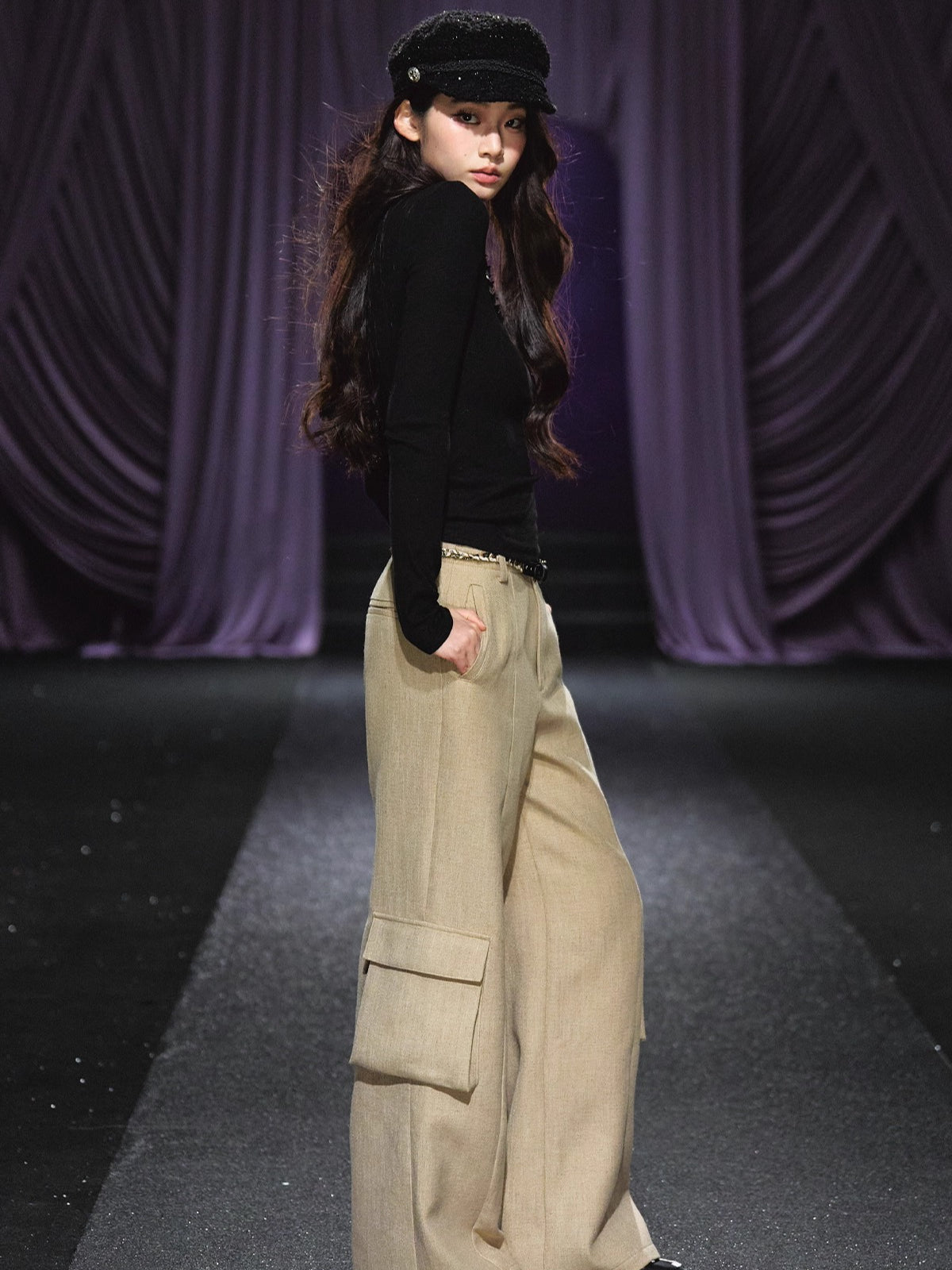 Belted Utility Wide-Leg Trousers