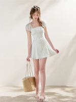 Embroidered Lace-Trim Dress
