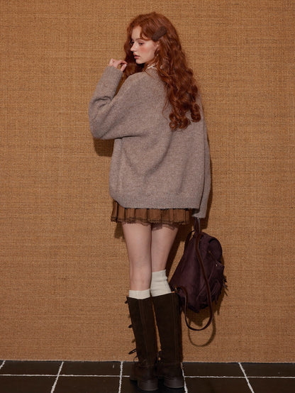 Animal Jacquard Embroidered Knit Sweater