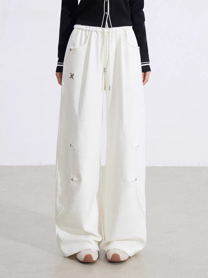 Curved Drape Wide-Leg Pants