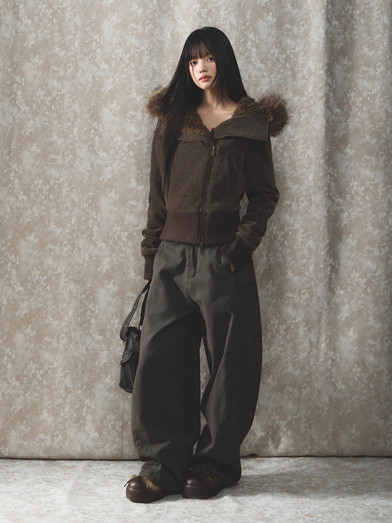 Chenille Fur Hooded Jacket