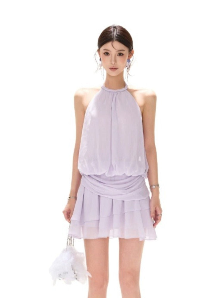 Tiered Chiffon Mini Dress