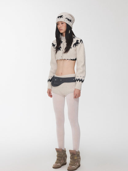 Fair Isle Pony Jacquard Knit Beanie